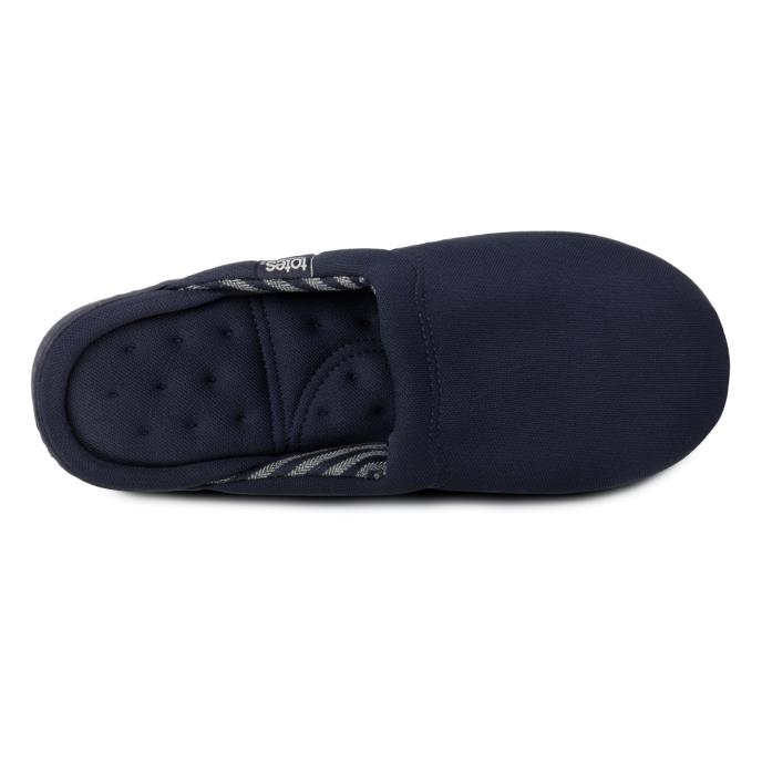 Isotoner Mens Textured Mule Slipper With Striped Lining Navy Extra Image 4
